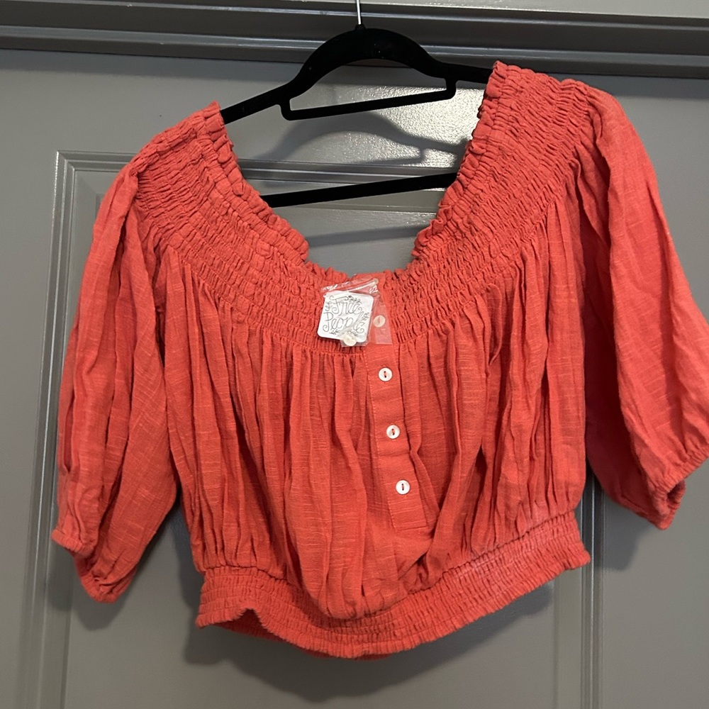 BNWT Free People size M Dancing Till Dawn off the shoulder peasant top